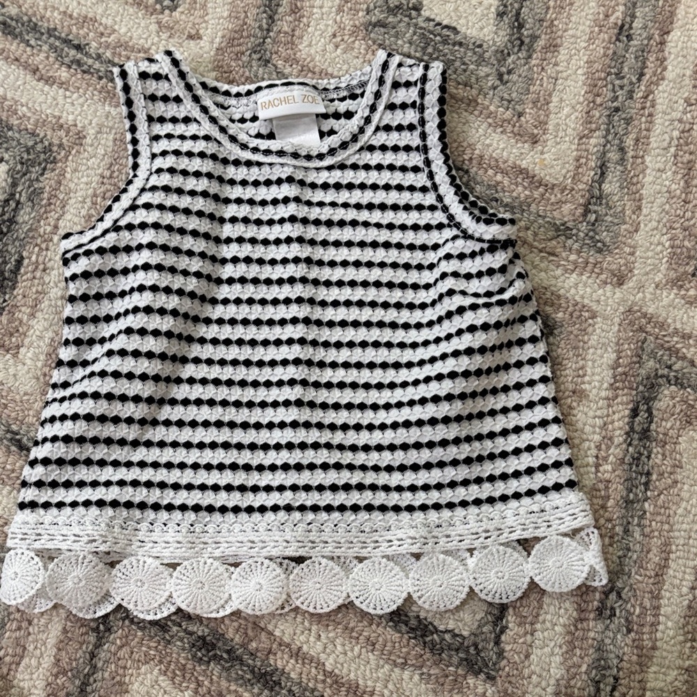 Rachel Zoe Black and White Crochet Tank Top